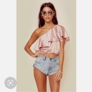 🌺PLANET BLUE Tru Blu Sophie Ruffle Top in Pink